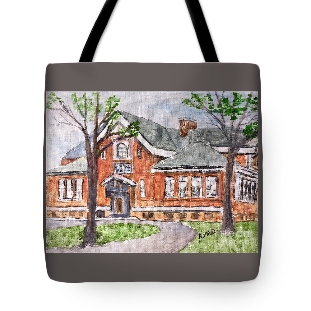 Horace Mann School Amesbury Tote Bag featuring the painting Horace Mann school Amesbury ma by Anne Sands