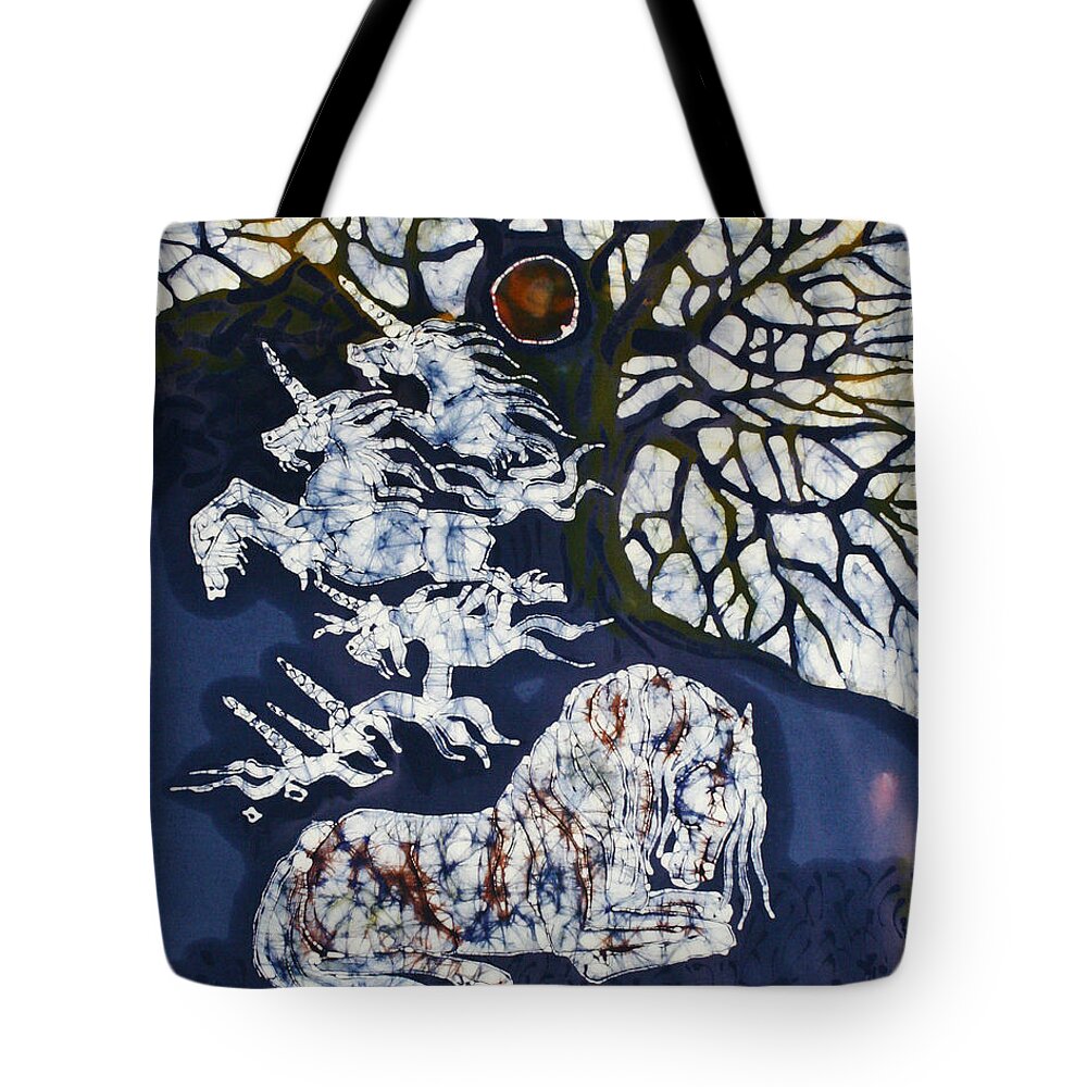 Horse Tote Bag featuring the tapestry - textile Horse Dreaming Below Trees by Carol Law Conklin