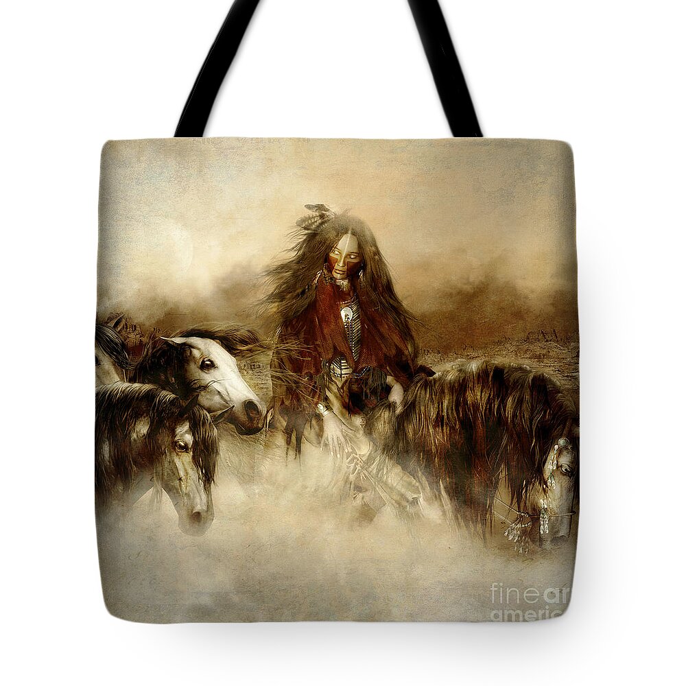 Spirit Helper Tote Bag featuring the digital art Horse Spirit Guides by Shanina Conway
