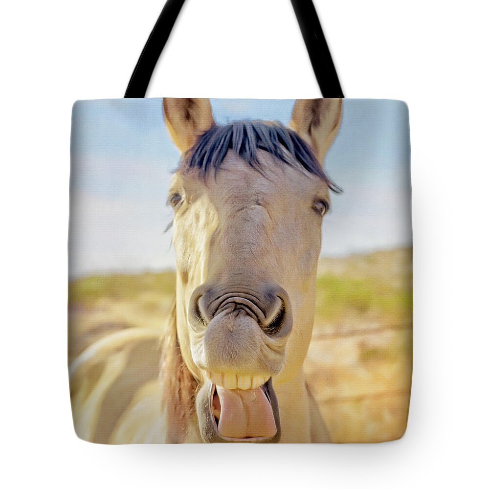 Horses Tote Bag featuring the photograph Horse Talk #2 by Walter Herrit
