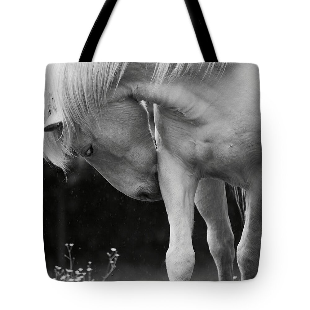 Horse Tote Bag featuring the photograph Horse with Flowers by Rachel Morrison