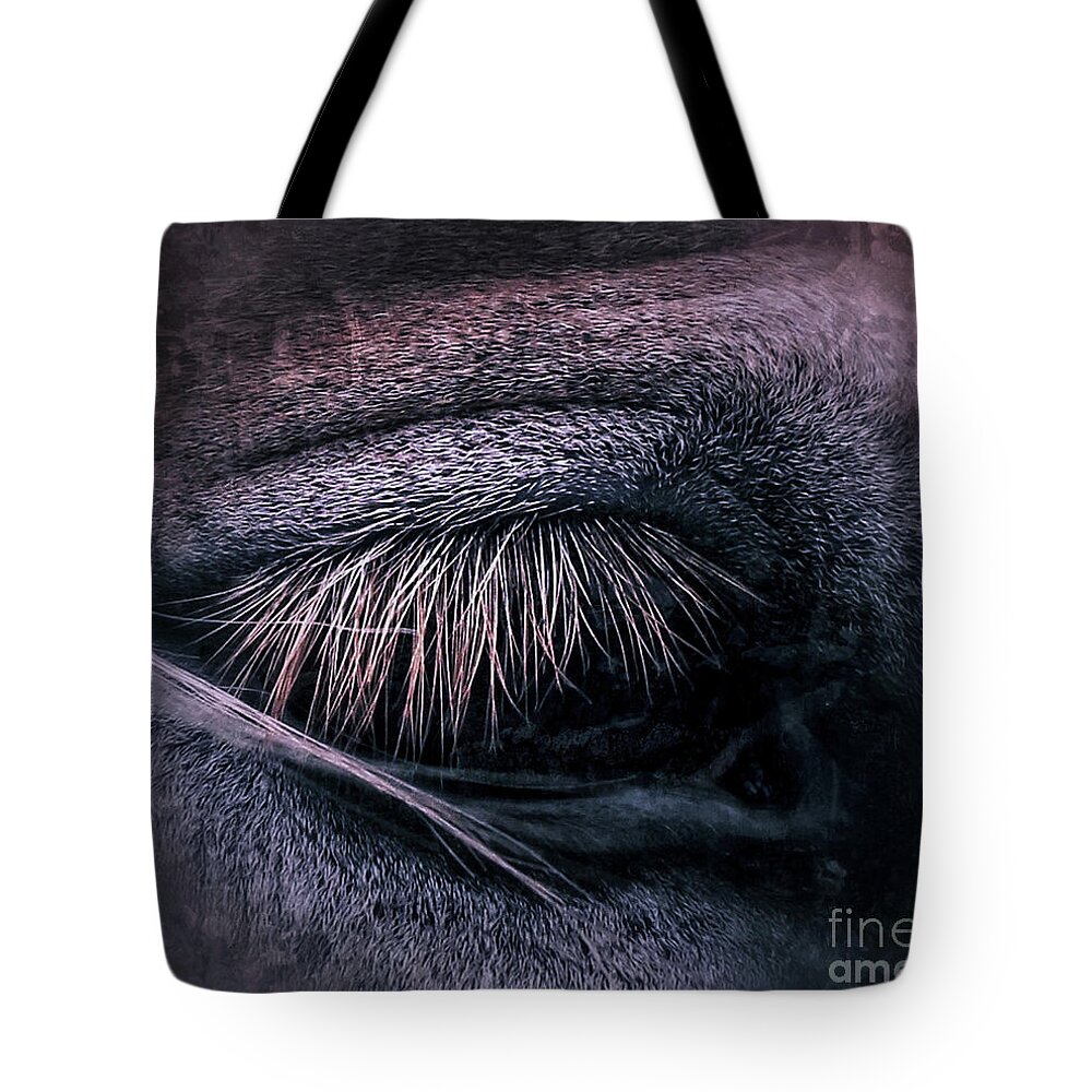 Horse Tote Bag featuring the photograph Horses Eye-Color by Toma Caul