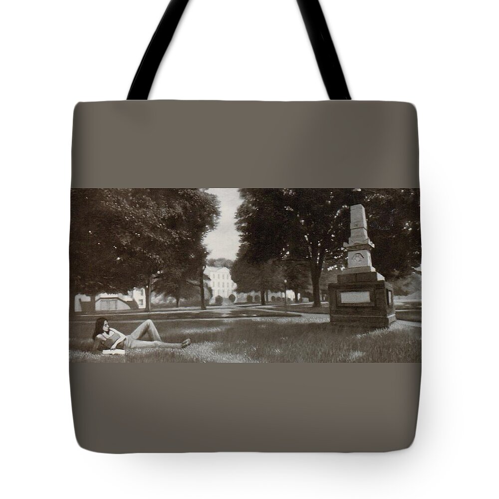 University Of South Carolina Tote Bag featuring the painting Horseshoe at USC 1985 by Blue Sky