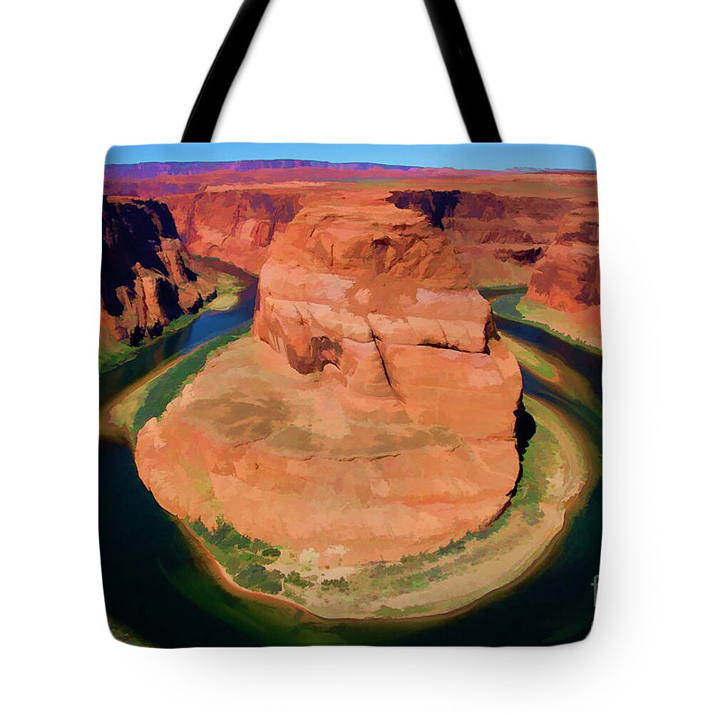 Horseshoe Bend Tote Bag featuring the photograph Horseshoe Bend Filters Paint by Chuck Kuhn