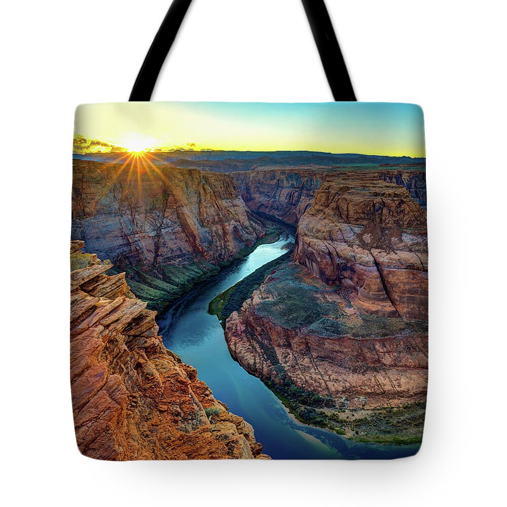 Arizona Tote Bag featuring the photograph Horseshoe Bend Sunset by Raul Rodriguez