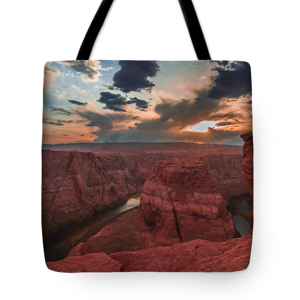 Arizona Tote Bag featuring the photograph Horseshoe Bend Sunset by Tim Bryan