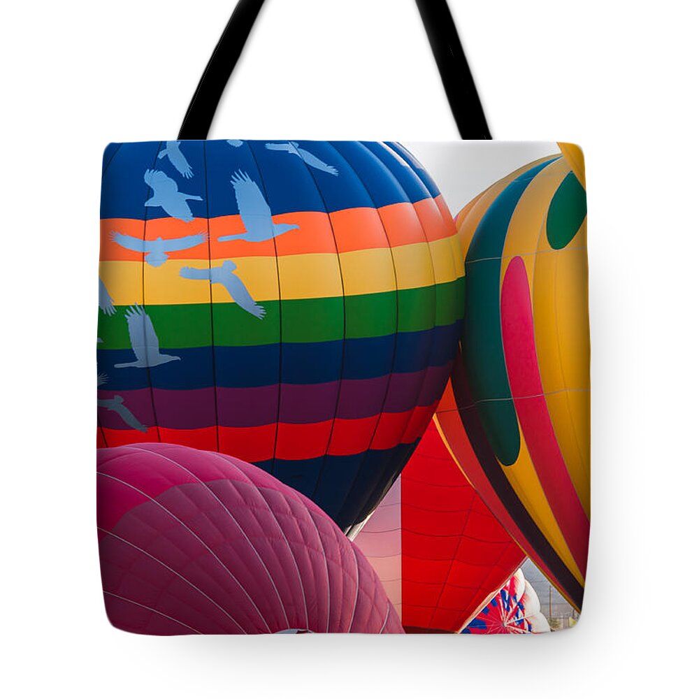 Hot Air Balloons Colorful Tote Bag featuring the photograph Hot air balloons 3 by Charles McCleanon
