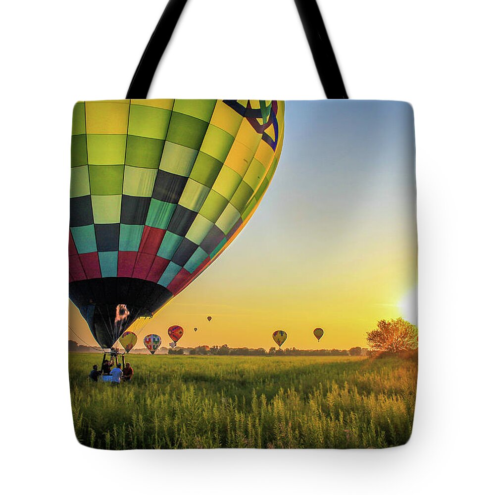  Tote Bag featuring the photograph Hot Air Sunset by Tony HUTSON