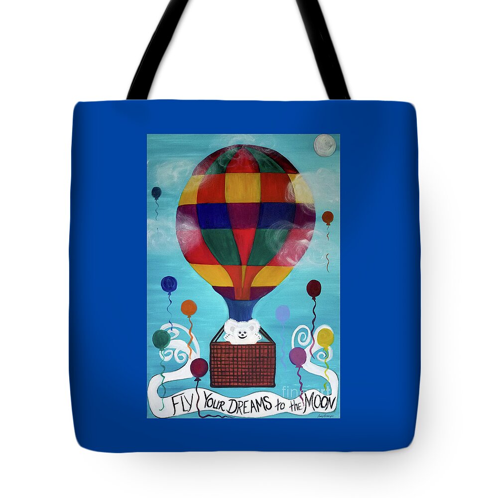 Hot Air Balloon Tote Bag featuring the painting Hot Bear Balloon by Artist Linda Marie