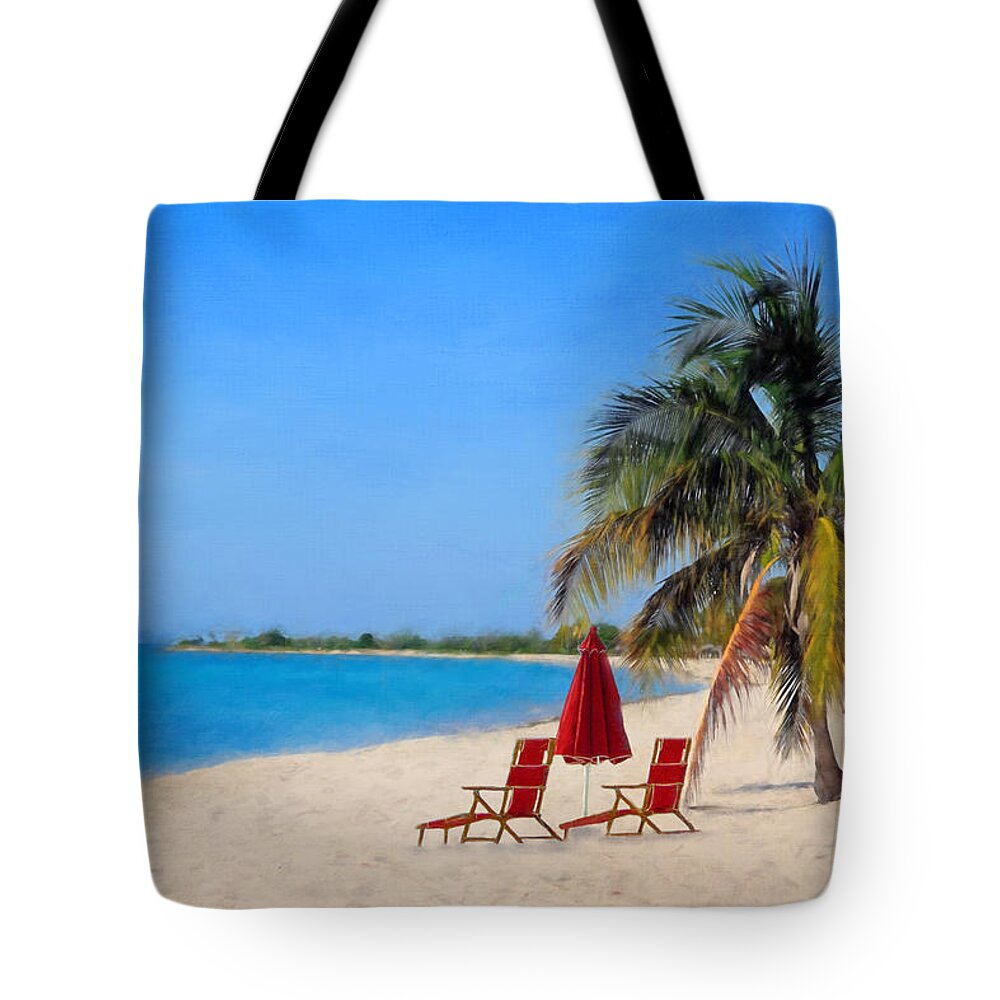 Beach Scene Tote Bag featuring the mixed media Hot Fun in the Summertime by Colleen Taylor