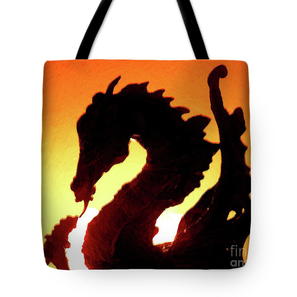 Dragon Tote Bag featuring the digital art Hot in Here by Suzette Kallen
