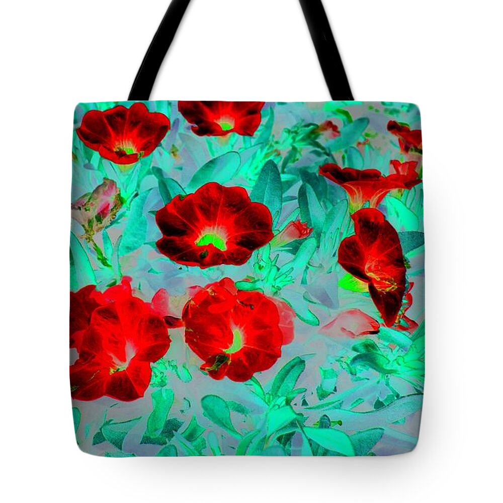 Red Tote Bag featuring the photograph Hot Pop Wildflowers by Marianne Dow