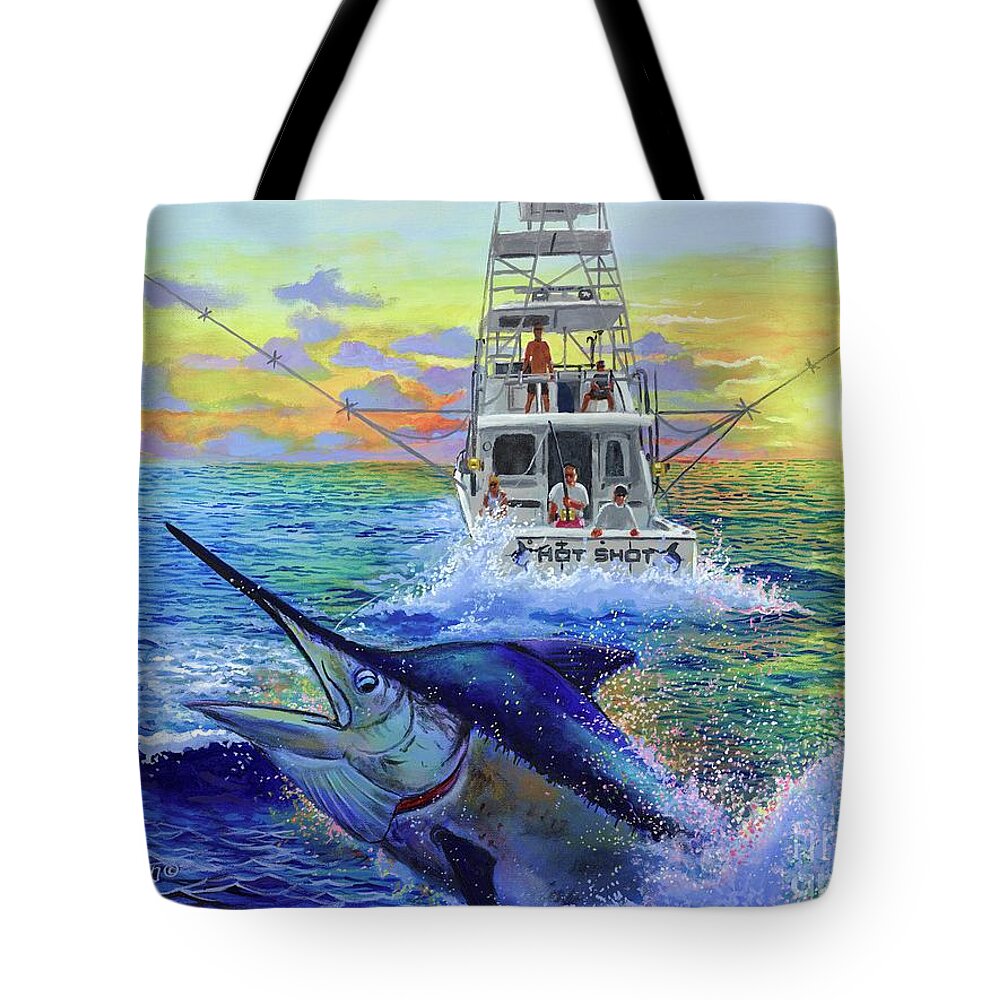 Marlin Tote Bag featuring the painting Hot Shot Marlin by Carey Chen