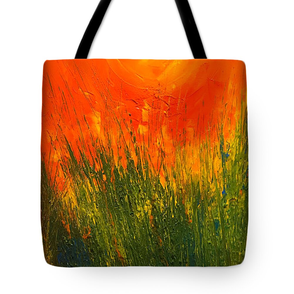 Sun Tote Bag featuring the painting Hot Sun by Dorothy Maier
