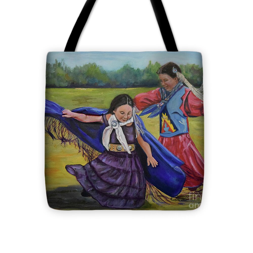 Houma Tote Bag featuring the painting Houma Indian Dance by Sandra Nardone