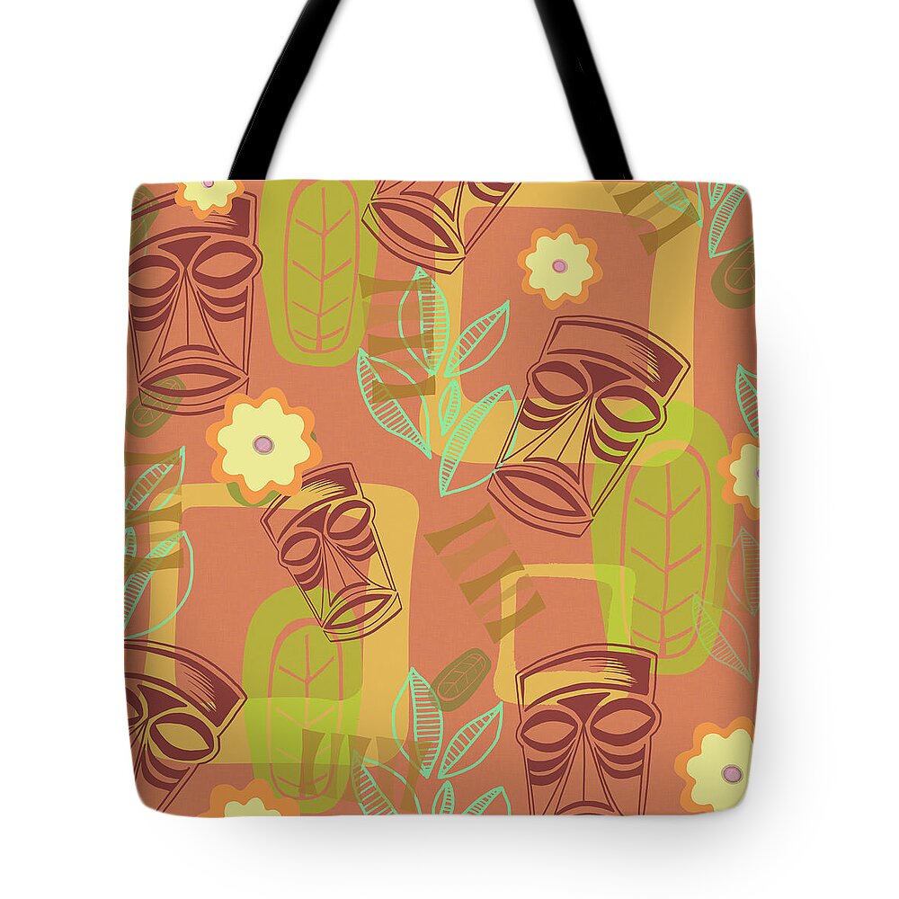 Tiki Tote Bag featuring the painting Hour At The Tiki Room by Little Bunny Sunshine