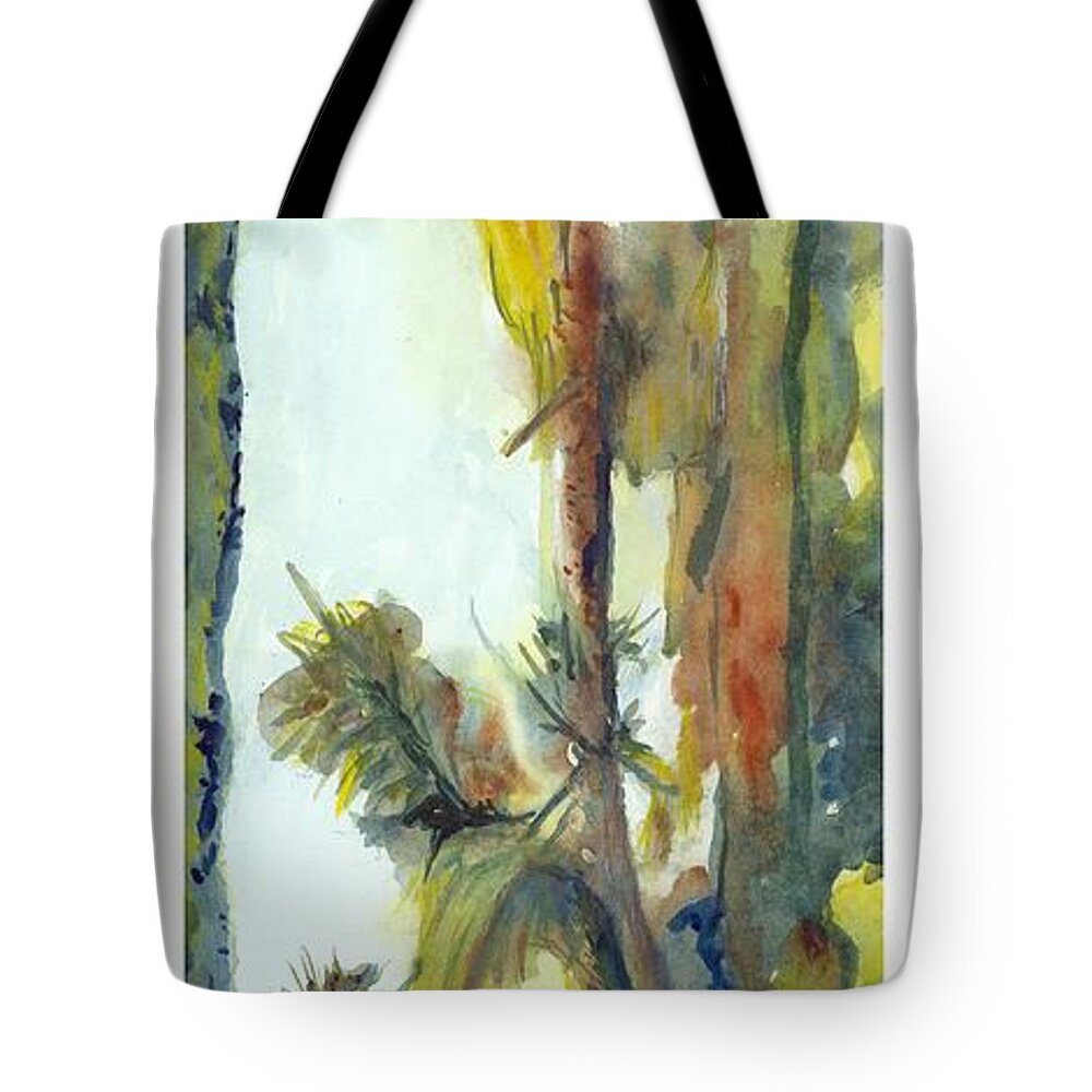  Tote Bag featuring the painting House and Tall Trees by Kathleen Barnes