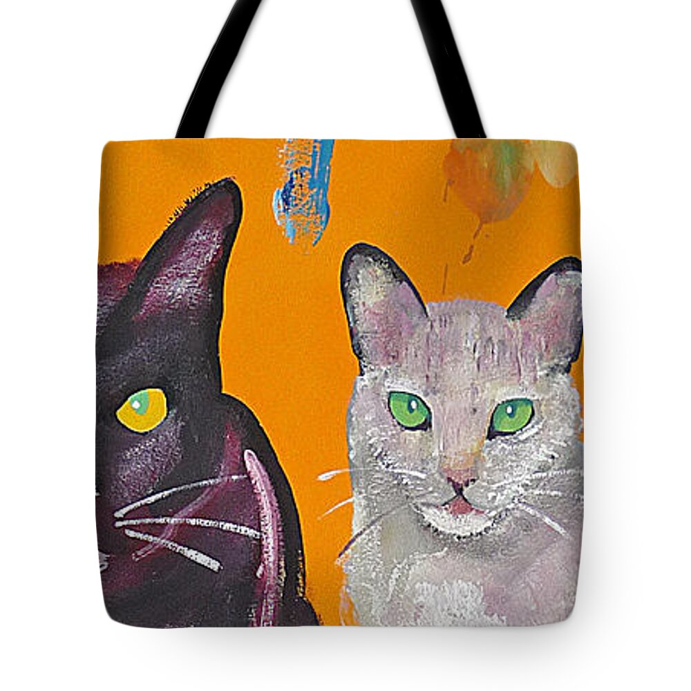 Cat Tote Bag featuring the painting House Cats by Charles Stuart
