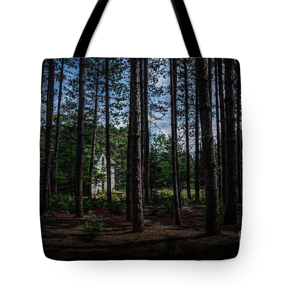 Abandoned Tote Bag featuring the photograph House in the Pines by Roger Monahan