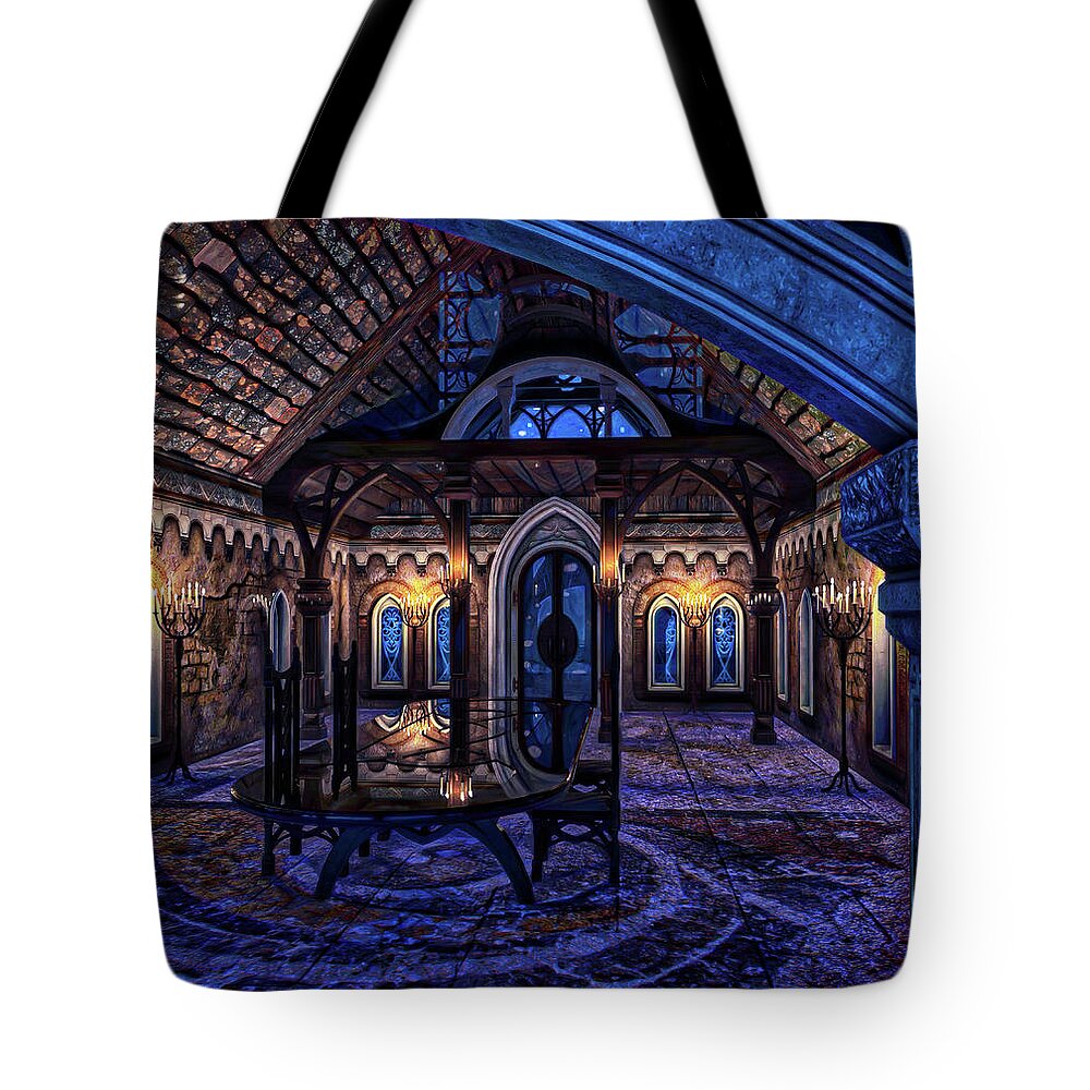Elves Tote Bag featuring the sculpture House of Counsel by David Luebbert