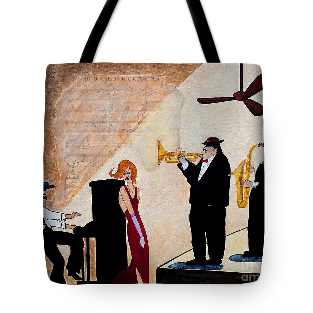House Of The Rising Sun Tote Bag featuring the painting House of the Rising Sun by Barbara McMahon