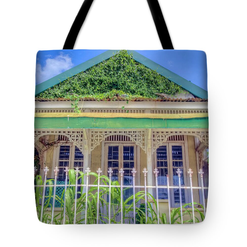 Rinidad Tote Bag featuring the photograph House of Vines by Nadia Sanowar