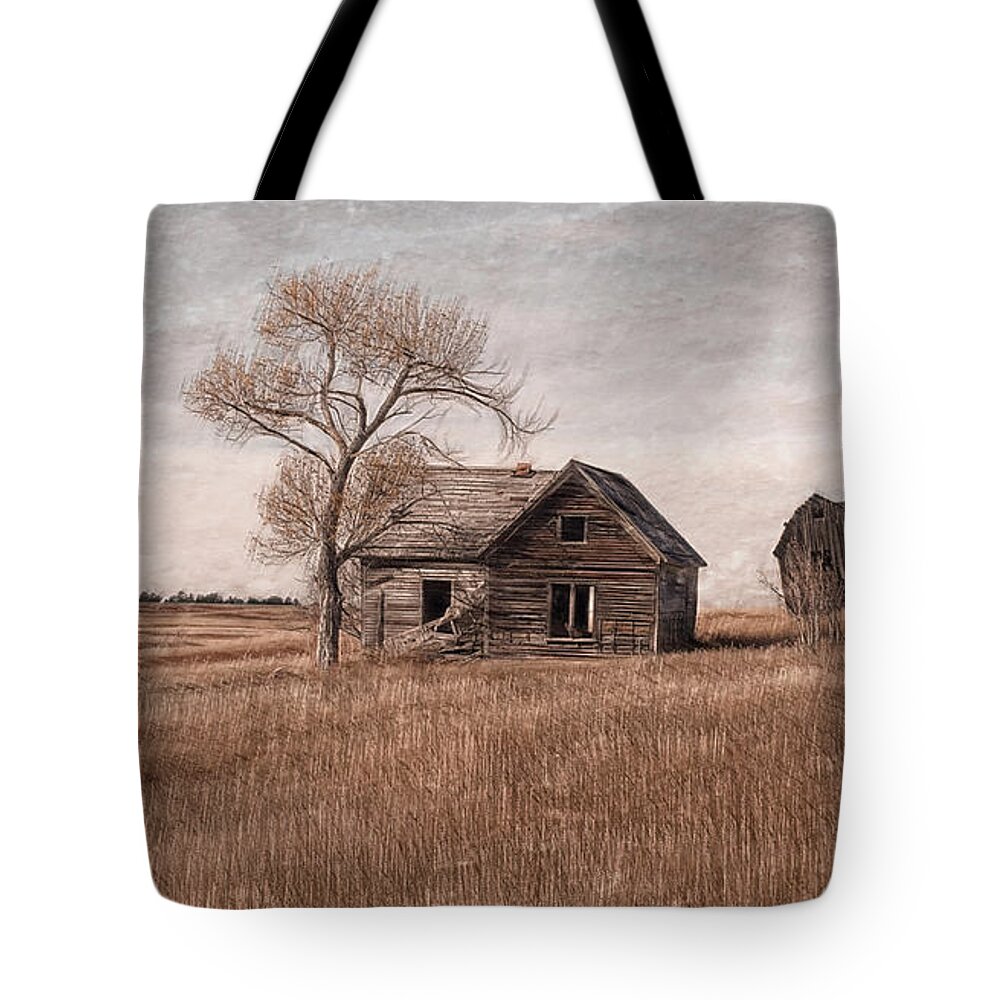 Wyoming Tote Bag featuring the digital art House on the Wyoming Plains by Rebecca Langen