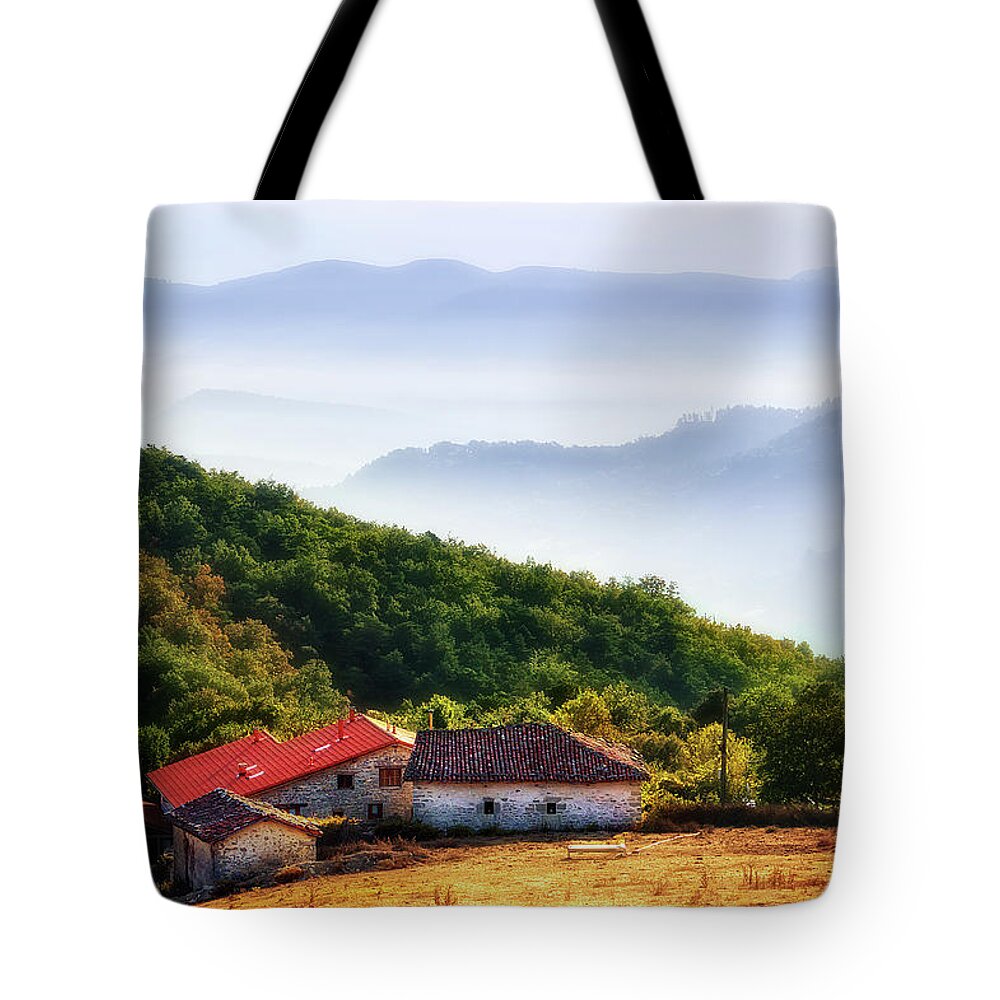 Ozeka Tote Bag featuring the photograph Houses In Ozeka, In Aiara Valley by Mikel Martinez de Osaba