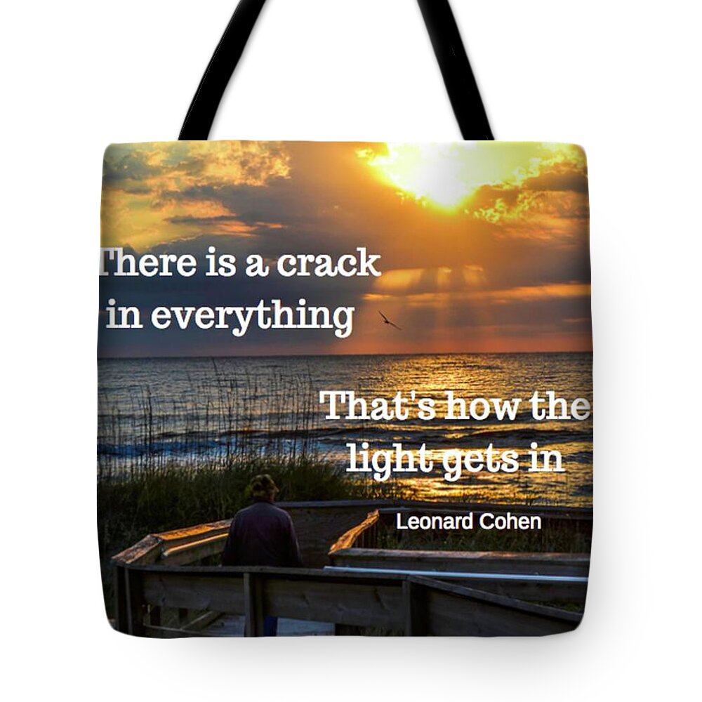 Beach Boardwalk Tote Bag featuring the digital art How The Light Gets In by Mary Hahn Ward