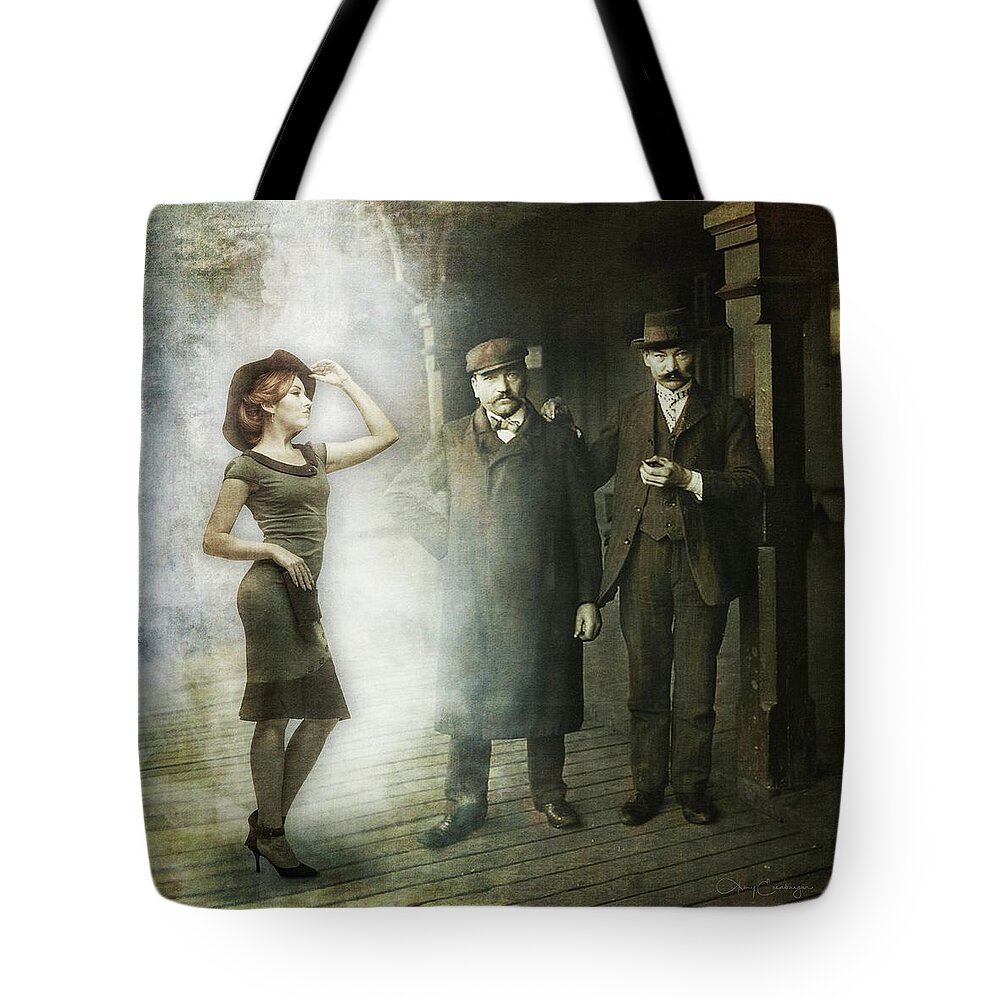 Vintage Tote Bag featuring the digital art Howdy Boys by Looking Glass Images