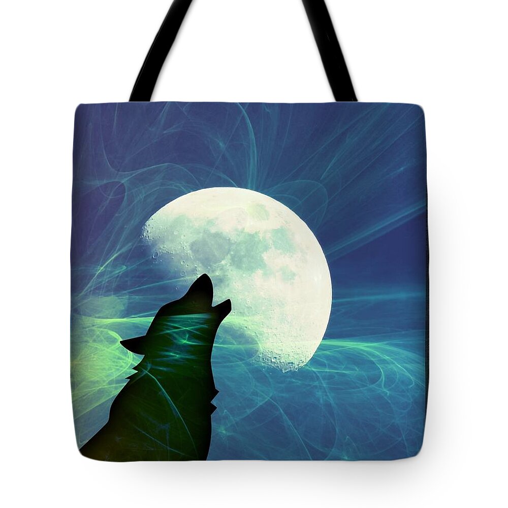 Wolf Tote Bag featuring the photograph Howling Moon by Amanda Eberly