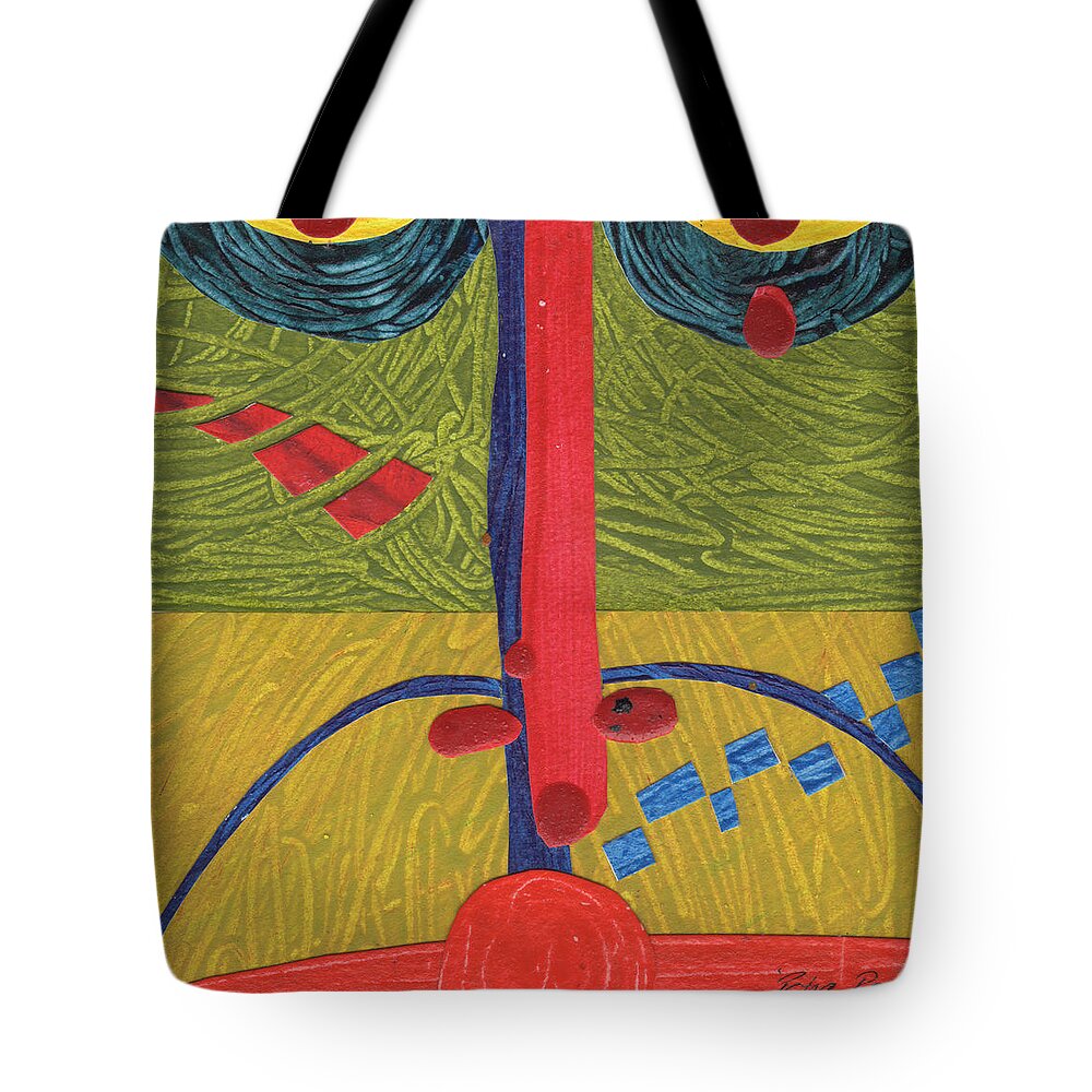 Abstract. Mixed Media Tote Bag featuring the painting Hu Face 11 by Petra Rau
