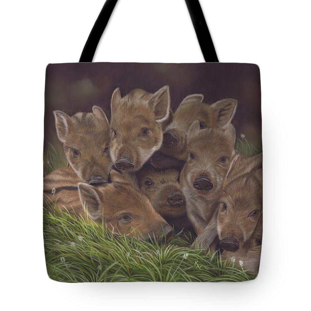 Wild Boar Tote Bag featuring the painting Huddle of Humbugs by Karie-ann Cooper