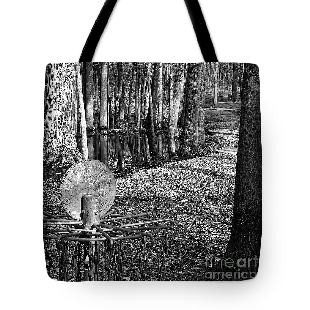 Disc Golf Tote Bag featuring the photograph Hudson Mills Disc Golf by Phil Perkins