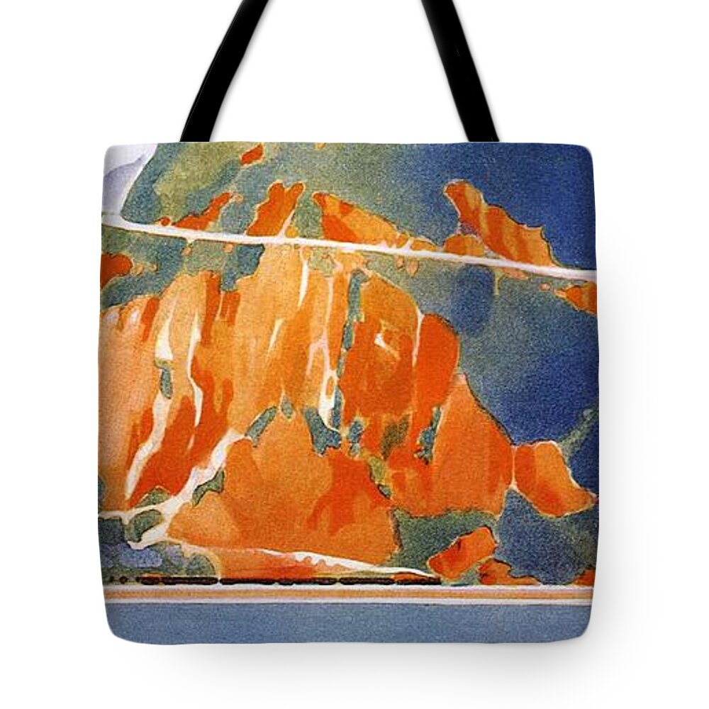 Hudson River Tote Bag featuring the mixed media Hudson River - New York Central Lines - Railway, Railroad - Retro travel Poster - Vintage Poster by Studio Grafiikka