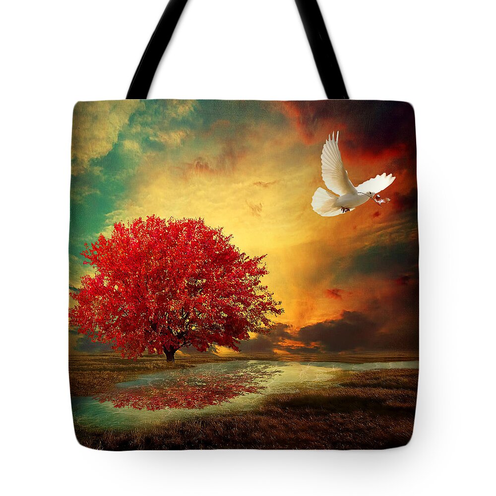 Maple Tree Sunset Tote Bags