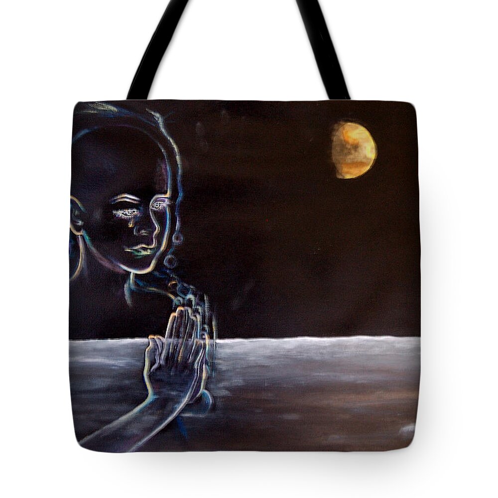 Moon Tote Bag featuring the painting Human Spirit Moonscape by Susan Moore