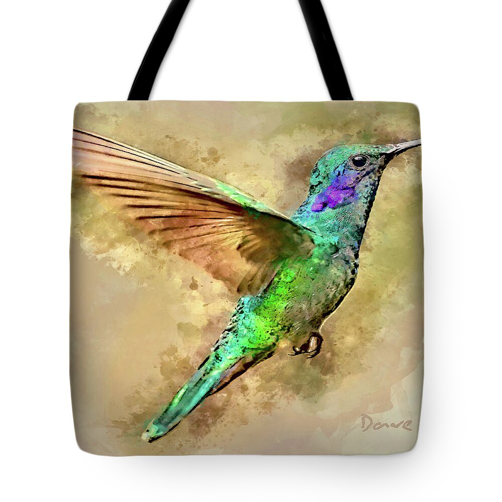 Hummingbird Tote Bag featuring the mixed media Humdinger by Dave Lee