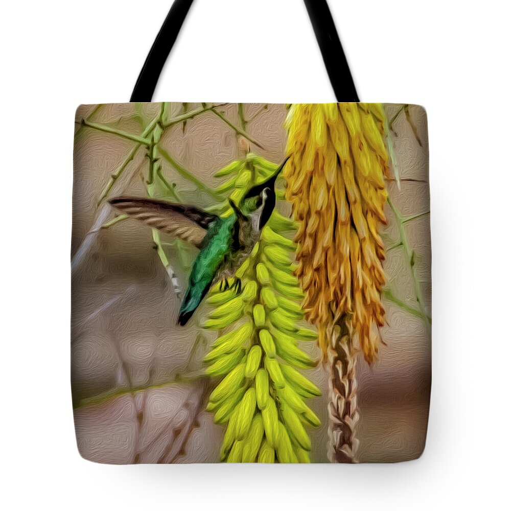 Anna's Tote Bag featuring the photograph Hummingbird Treat op1815 by Mark Myhaver