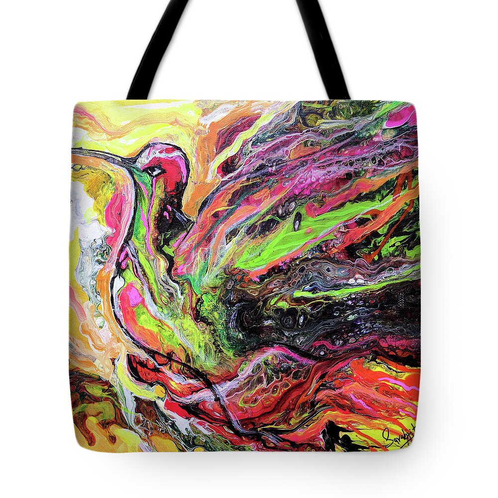 Humming Tote Bag featuring the painting Humming To The Tune by Sarabjit Singh