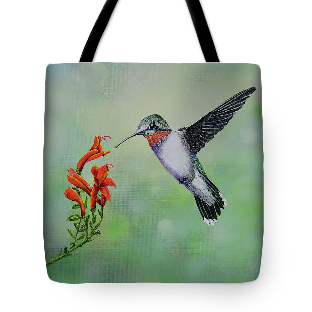 Hummingbird Tote Bag featuring the painting Hummingbird Beauty by Mary Scott