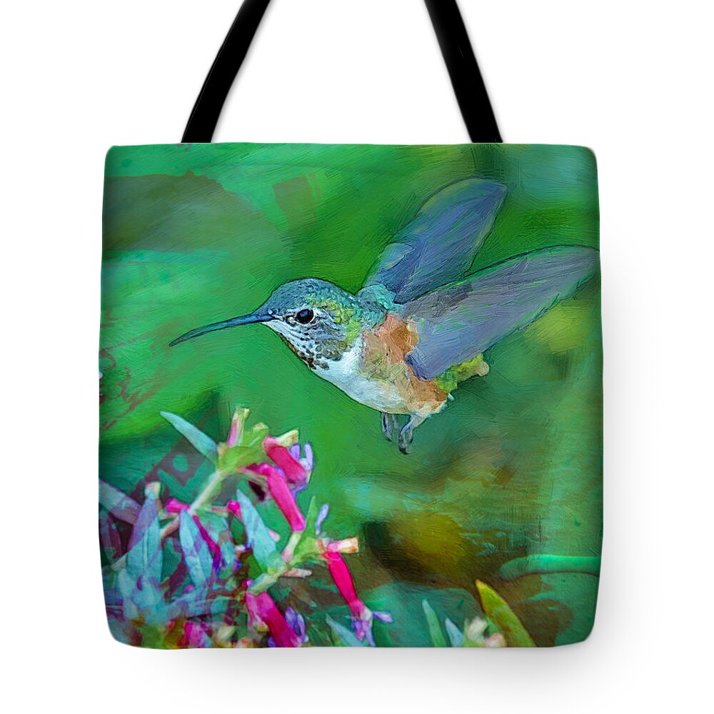 Hummingbird Tote Bag featuring the photograph Hummingbird by Sandra Schiffner