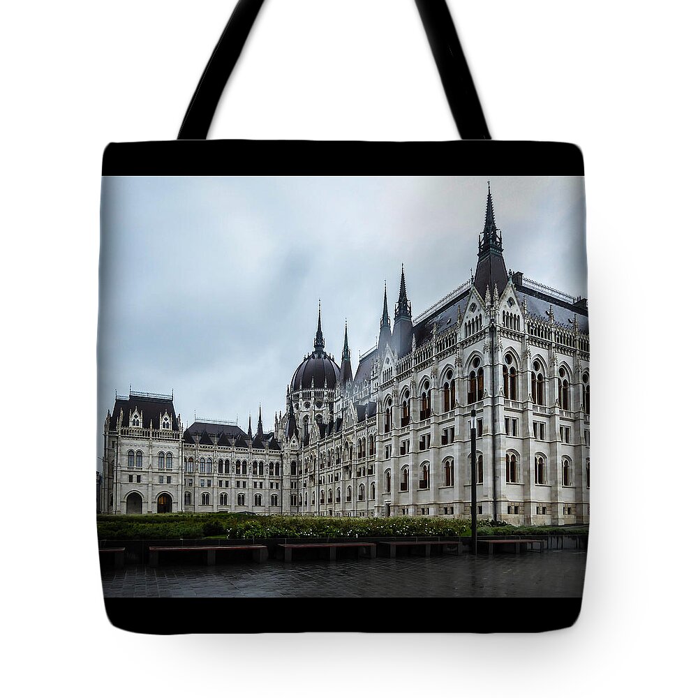 Parliament Tote Bag featuring the photograph Hungarian Parliament Budapest by Pamela Newcomb