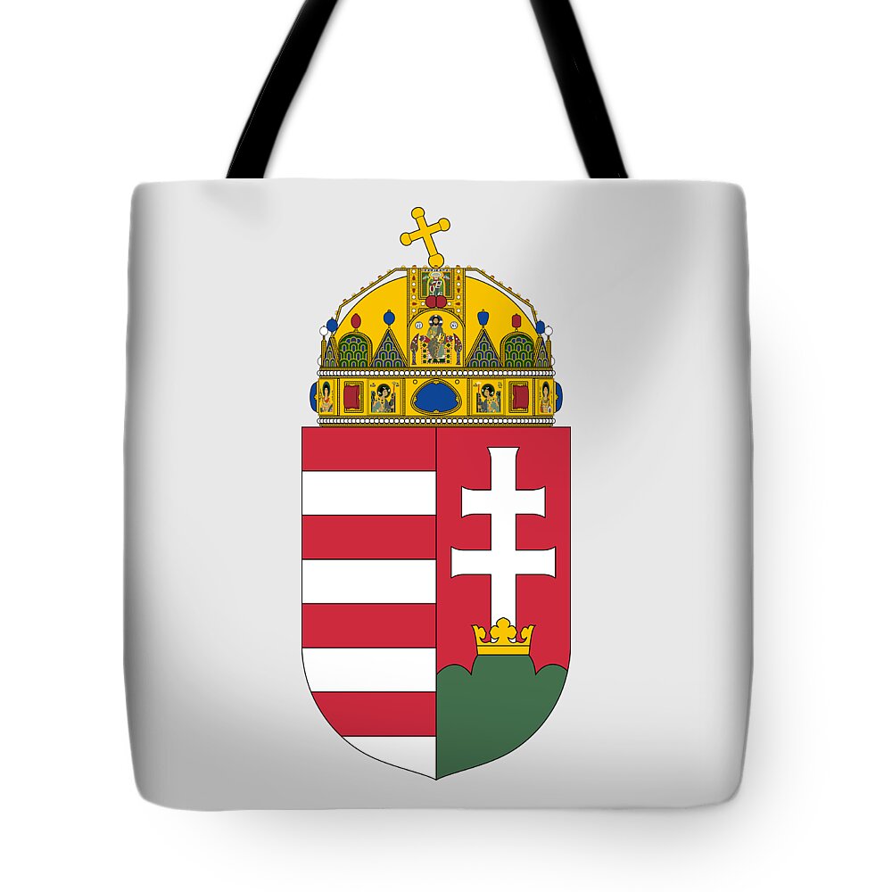 Hungary Tote Bag featuring the drawing Hungary Coat of Arms by Movie Poster Prints