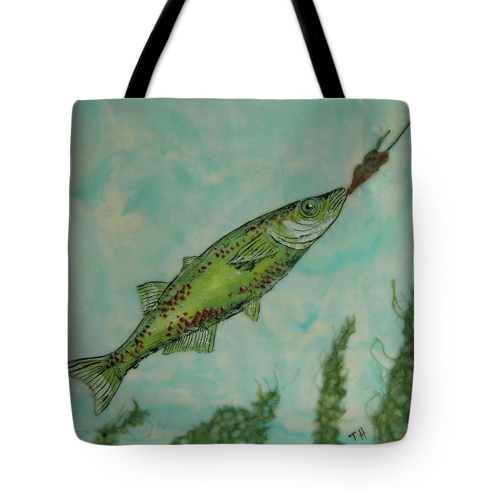 .fish Tote Bag featuring the painting Hungry by Terry Honstead