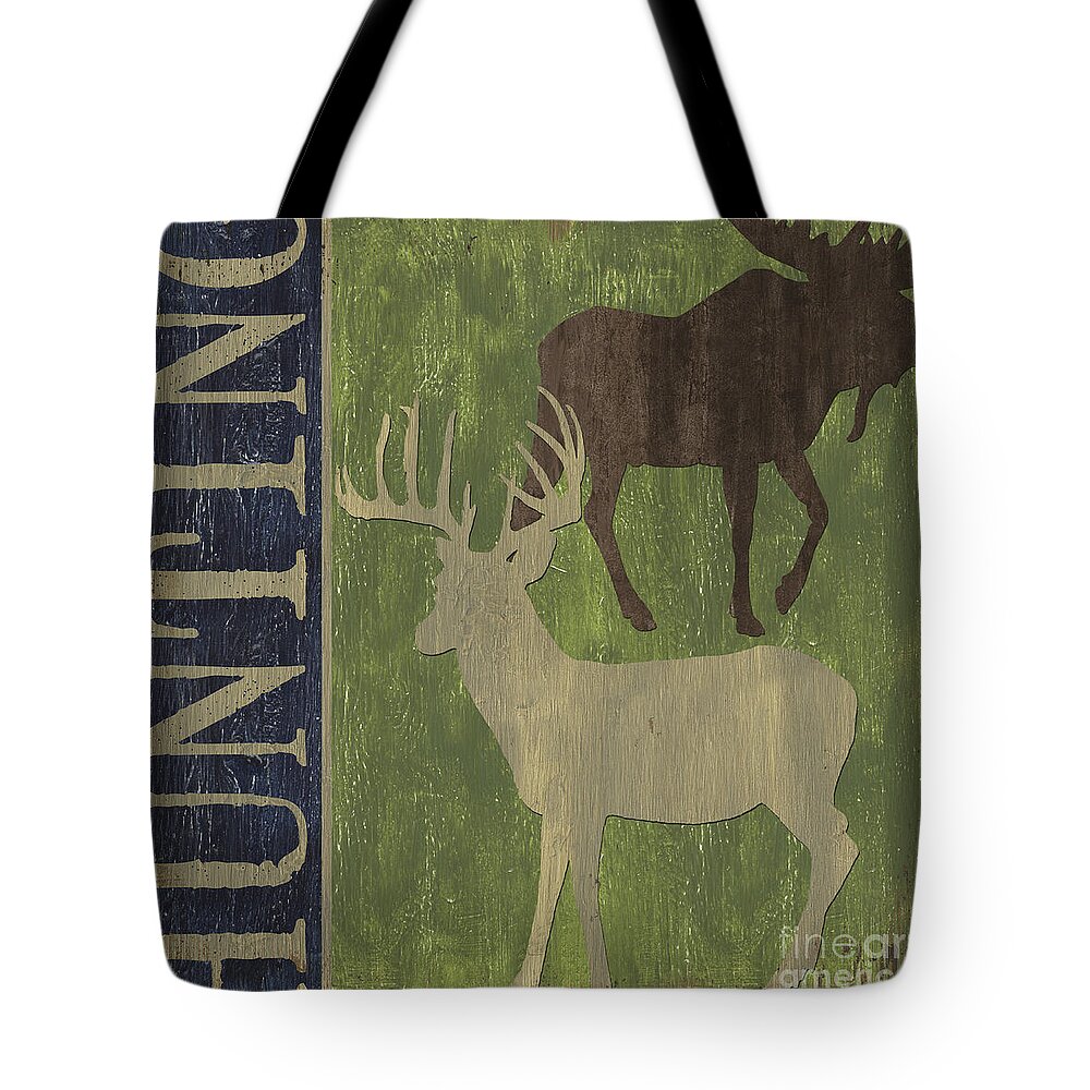 Lodge Tote Bag featuring the painting Hunting by Debbie DeWitt
