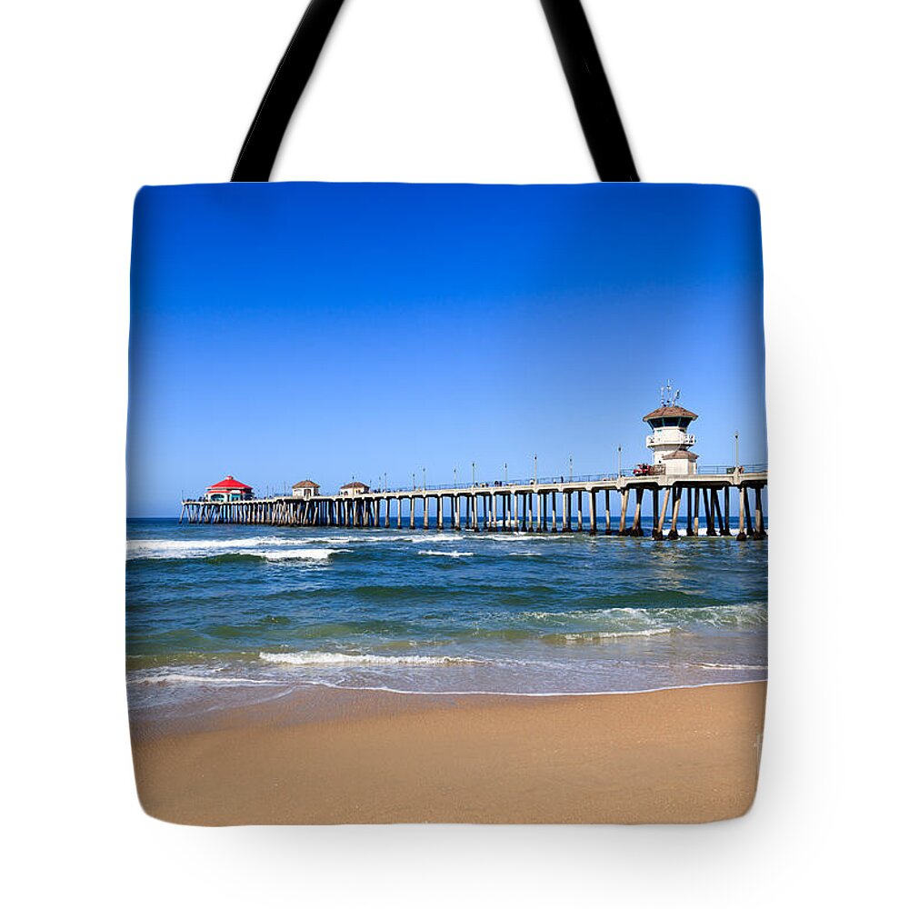 America Tote Bag featuring the photograph Huntington Beach Pier in Orange County California by Paul Velgos