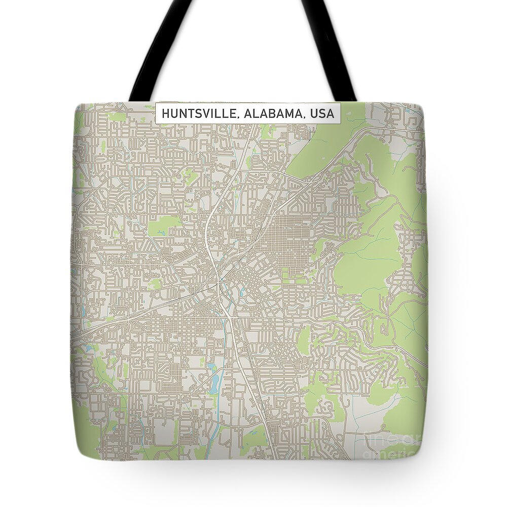 Huntsville Tote Bag featuring the digital art Huntsville Alabama US City Street Map by Frank Ramspott