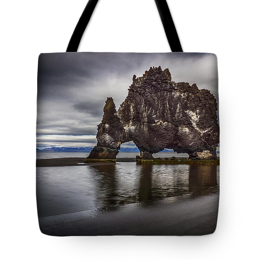 Iceland Tote Bag featuring the photograph Hvitserkur by Amanda Jones