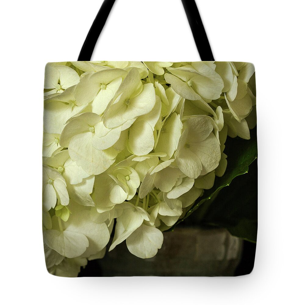 Hydrangea Tote Bag featuring the photograph Hydrangea in a Vase by Cheryl Day